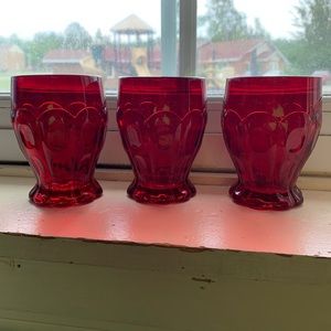 3 Red Glass set